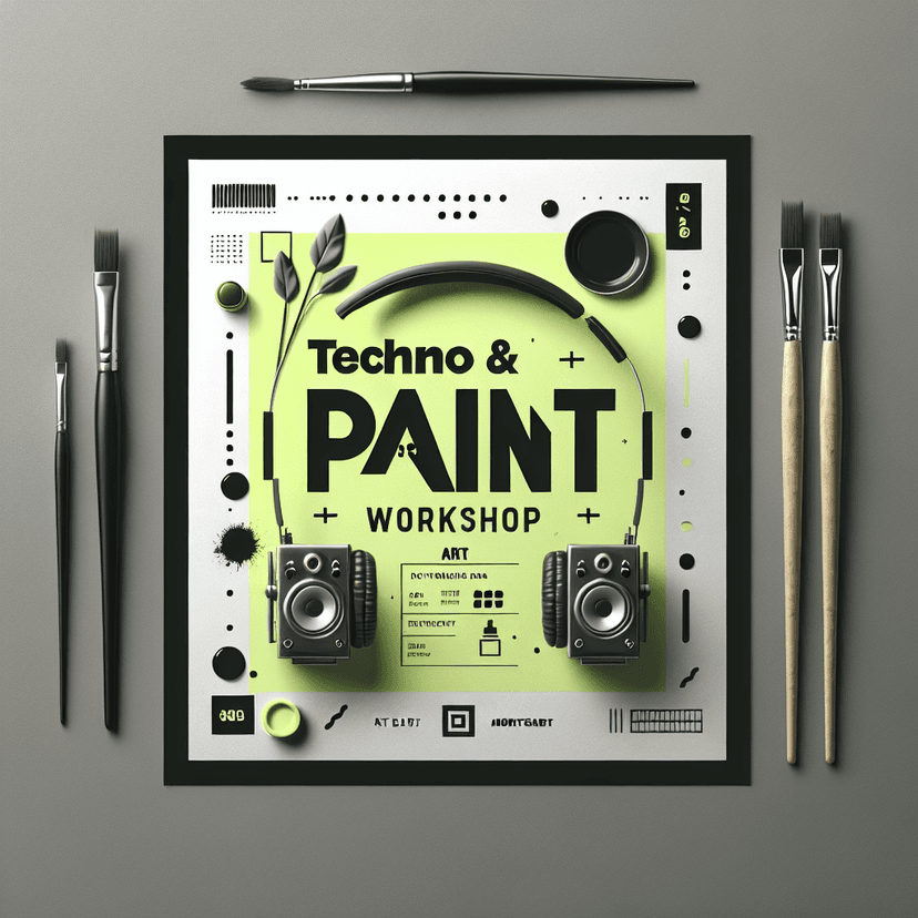 techno & paint | workshop at [object Object] event poster