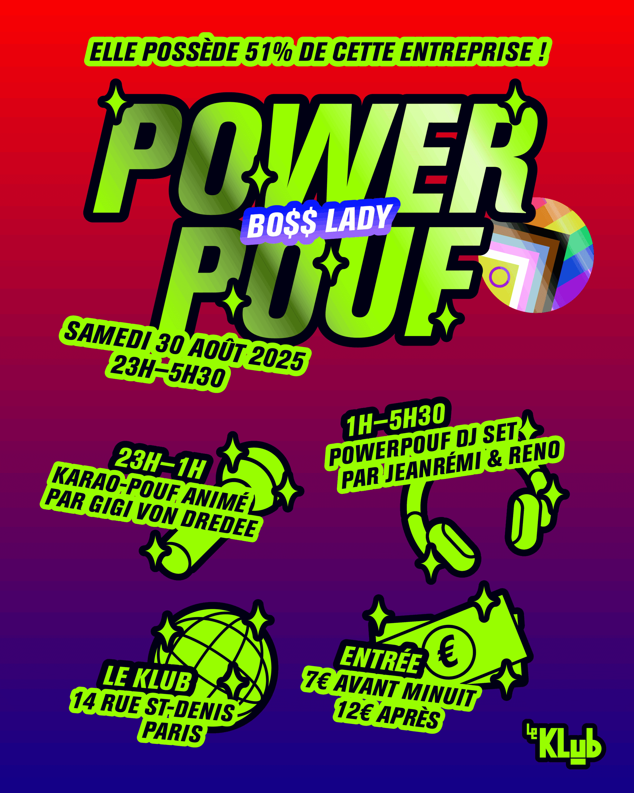 Powerpouf at Le Klub event poster